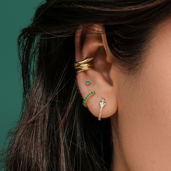 2mm Emerald Threaded Flat Back Earring | Single