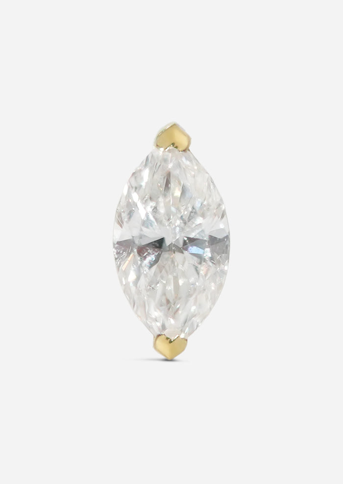 6mm Marquise Diamond Threaded Flat Back Earring | Single