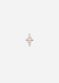 Double Diamond Pear Threaded Flat Back Earring | Single