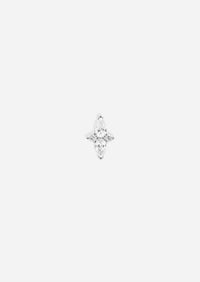 Double Diamond Pear Threaded Flat Back Earring | Single
