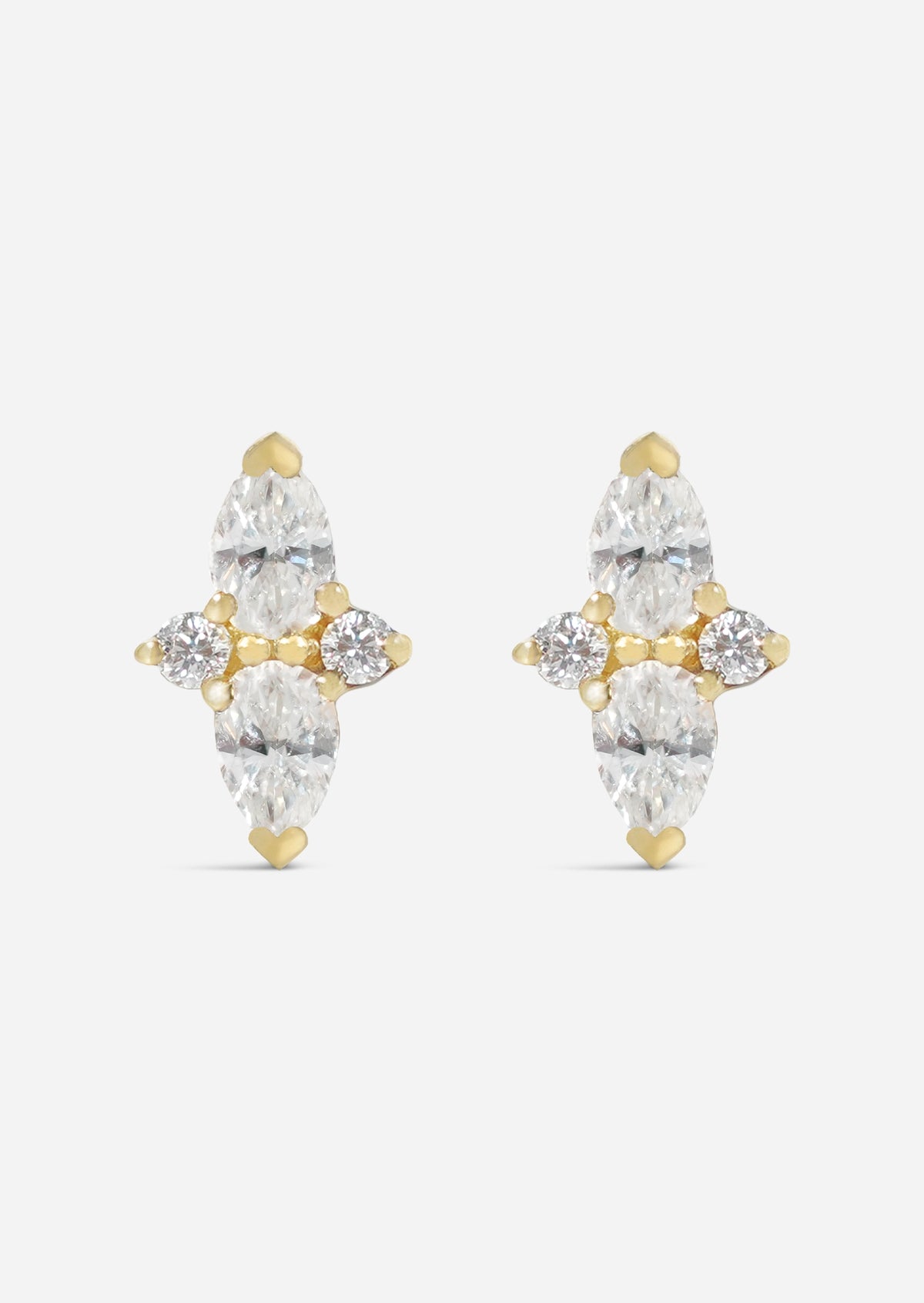 Double Diamond Pear Threaded Flat Back Earring | Single