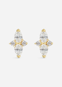 Double Diamond Pear Threaded Flat Back Earring | Single