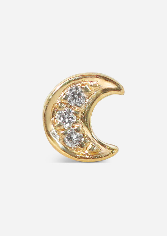 Mini Crescent Threaded Flat Back Earring | Single