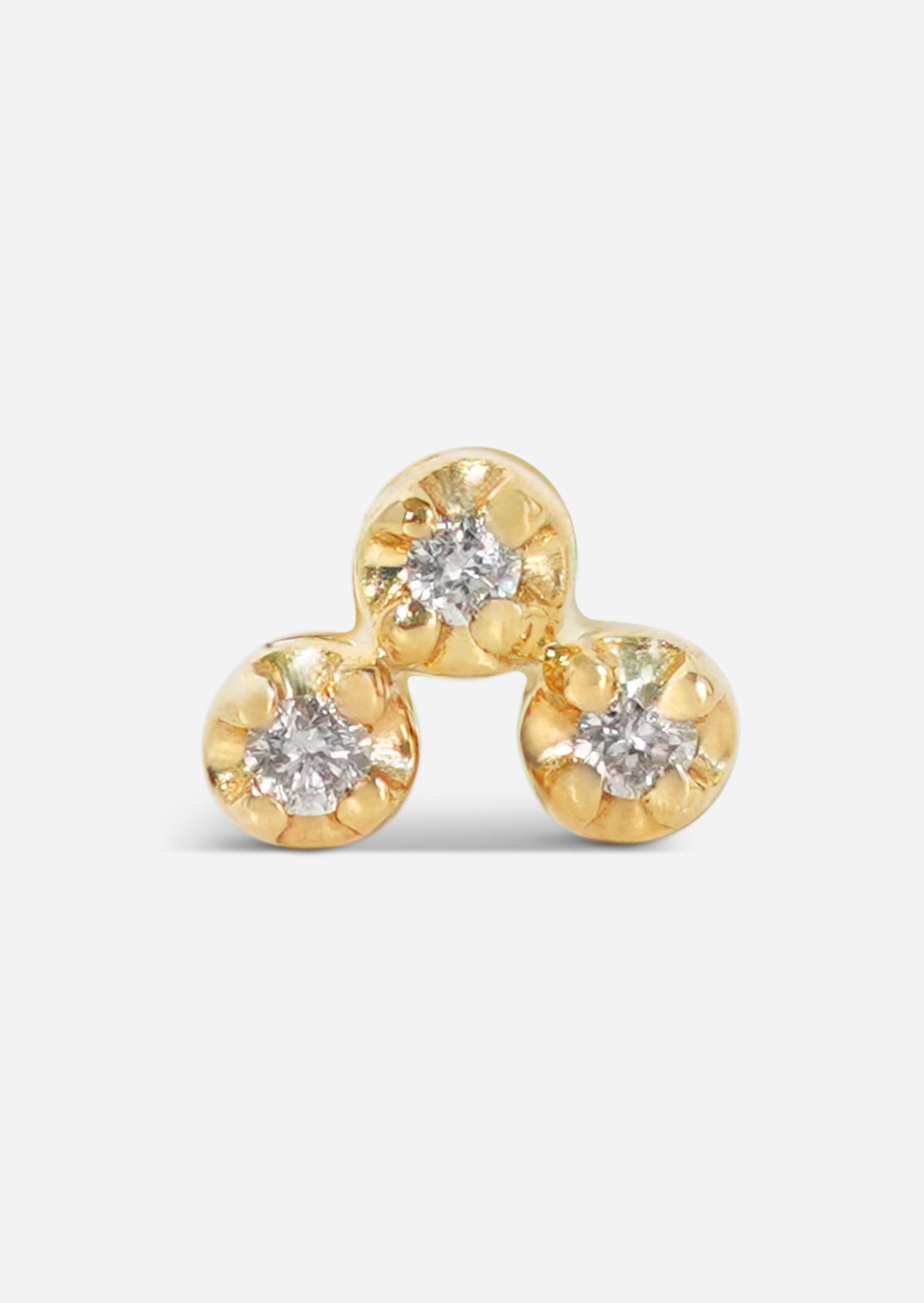 Mini Diamond Cluster Threaded Flat Back Earring | Single