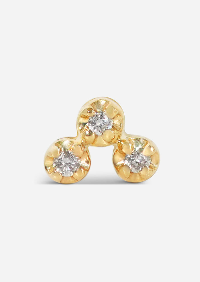 Mini Diamond Cluster Threaded Flat Back Earring | Single