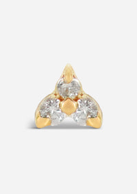 Mini Diamond Trio Threaded Flat Back Earring | Single