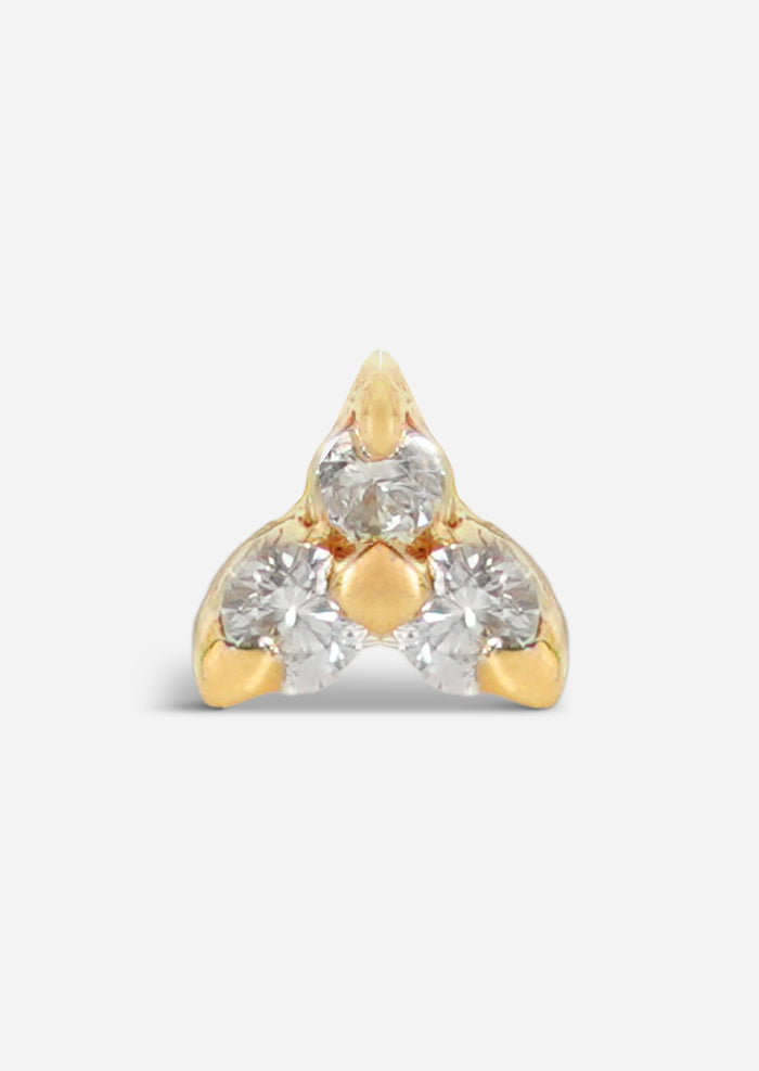 Mini Diamond Trio Threaded Flat Back Earring | Single