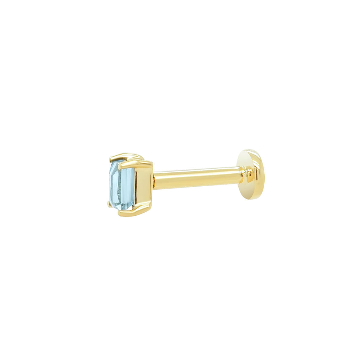Mini Baguette Apatite Threaded Flat Back Earring | Single