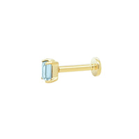 Mini Baguette Apatite Threaded Flat Back Earring | Single