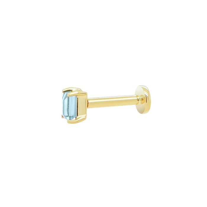 Mini Baguette Apatite Threaded Flat Back Earring | Single