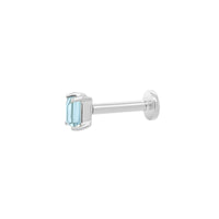 Mini Baguette Apatite Threaded Flat Back Earring | Single