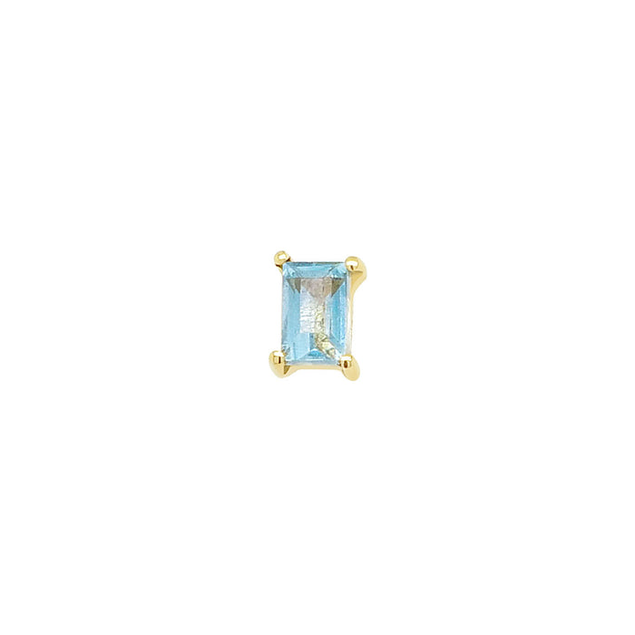 Mini Baguette Apatite Threaded Flat Back Earring | Single