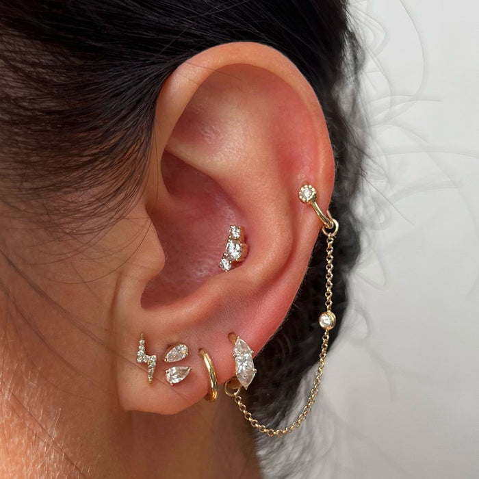 Mini Lightning Threaded Flat Back Earring | Single