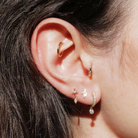 Double Diamond Pear Threaded Flat Back Earring | Single