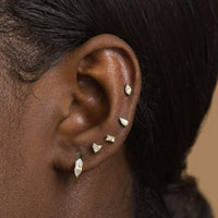 Mini Baguette Diamond Threaded Flat Back Earring | Single
