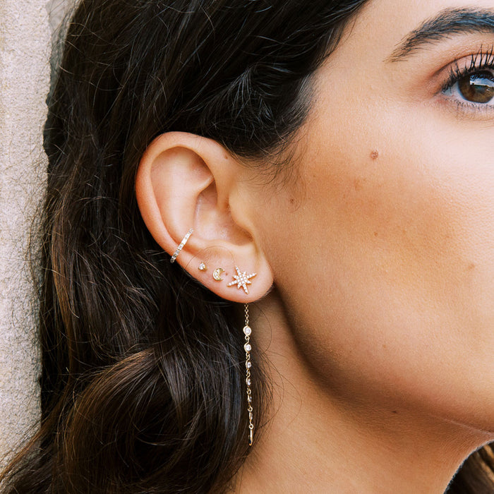 Mini Crescent Threaded Flat Back Earring | Single