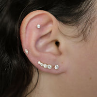 Mini Marquise Diamond Threaded Flat Back Earring | Single