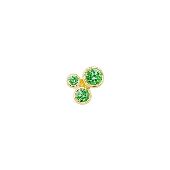 Organic Trio Threaded Flat Back Earring - Emerald | Single