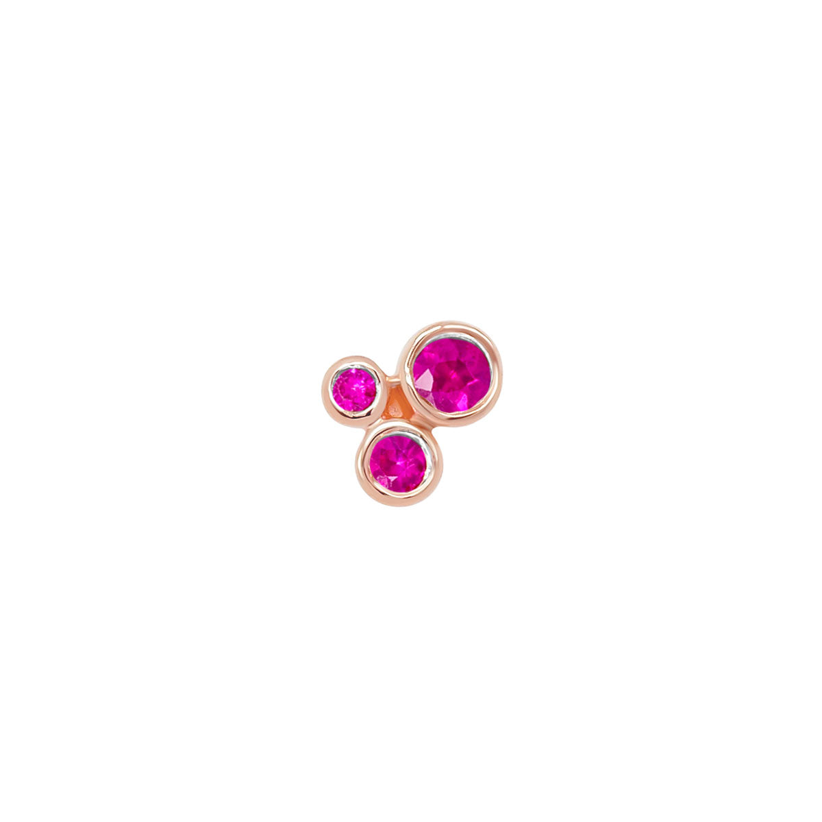 Organic Trio Threaded Flat Back Earring - Ruby | Single