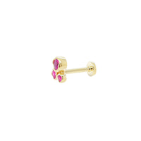 Organic Trio Threaded Flat Back Earring - Ruby | Single
