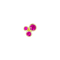 Organic Trio Threaded Flat Back Earring - Ruby | Single