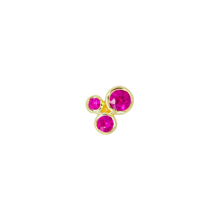 Organic Trio Threaded Flat Back Earring - Ruby | Single
