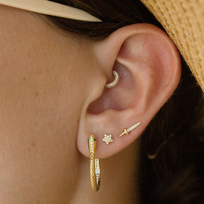 Diamond Sword Threaded Flat Back Earring | Single
