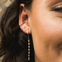 Diamond Sword Threaded Flat Back Earring | Single
