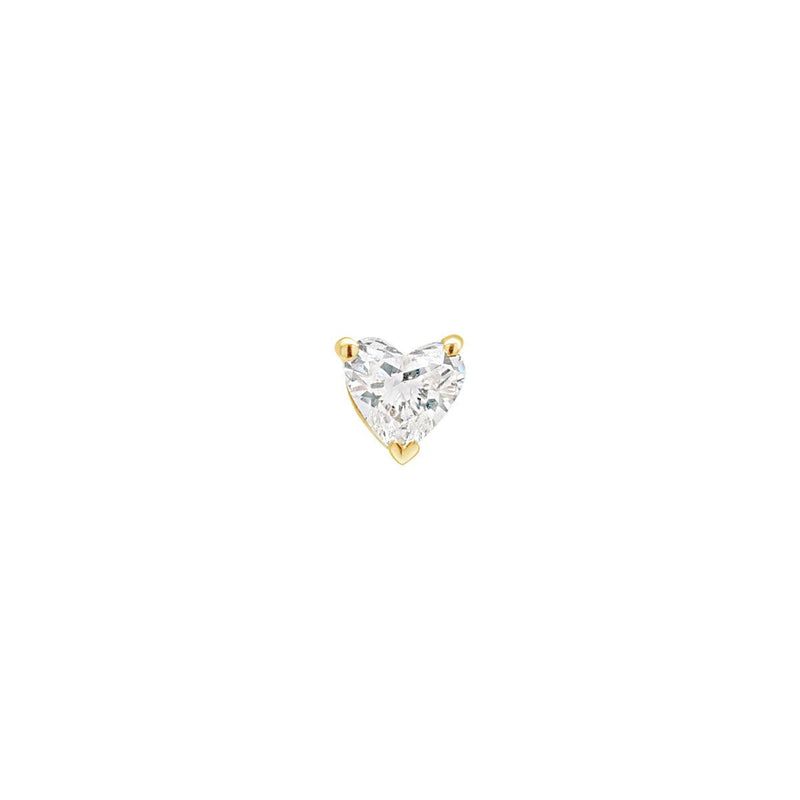 Mini Diamond Heart Threaded Flat Back Earring, .6GMS .3CT