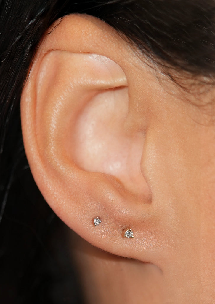 2mm Diamond Threaded Flat Back Earring | Single