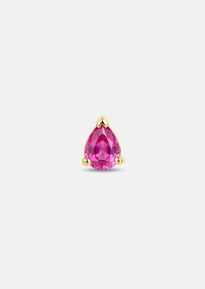 Mini Pear Ruby Threaded Flat Back Earring