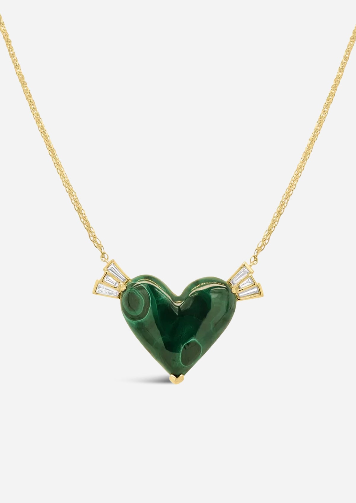 Winged Heart Necklace - Malachite