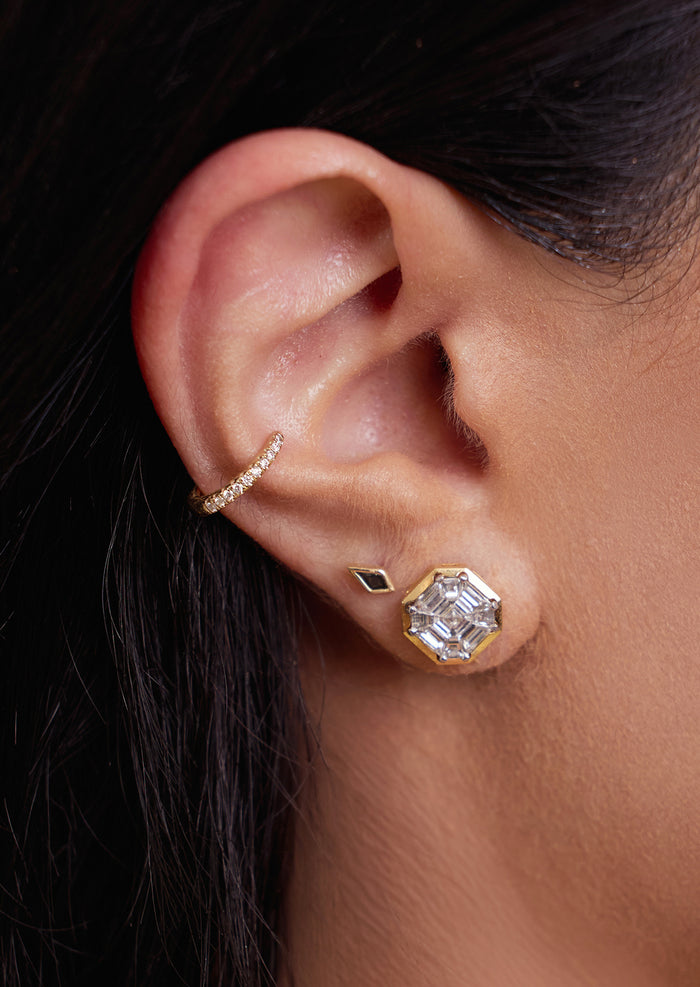 S+P Kite Diamond Threaded Flat Back Earring