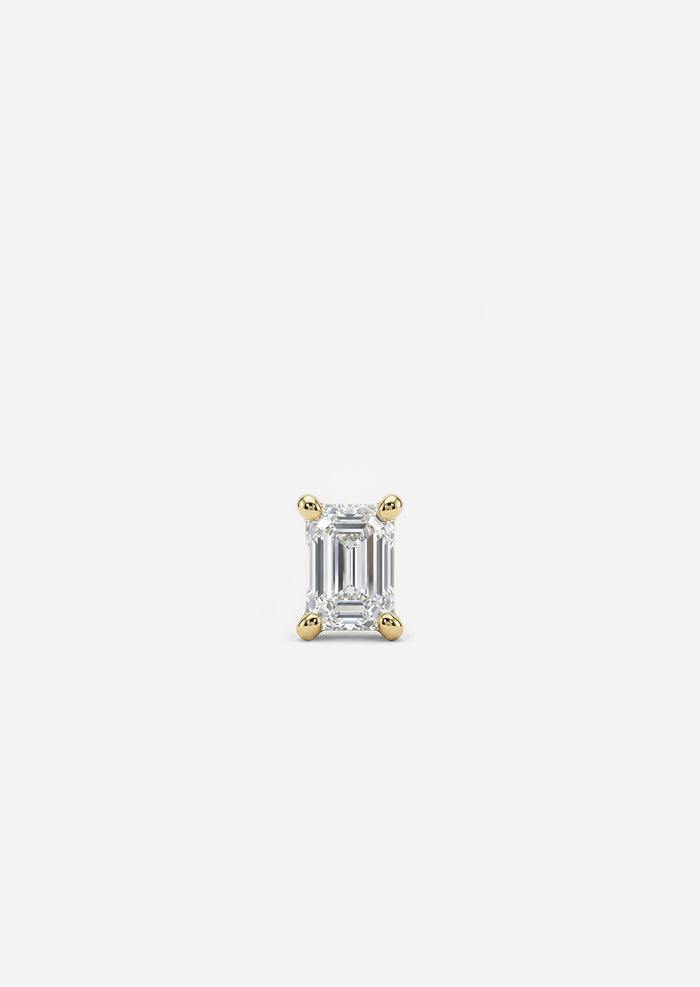 Mini Baguette Diamond Threaded Flat Back Earring