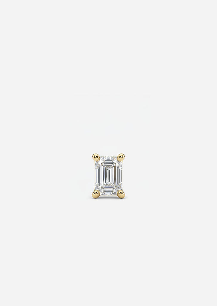 Mini Baguette Diamond Threaded Flat Back Earring