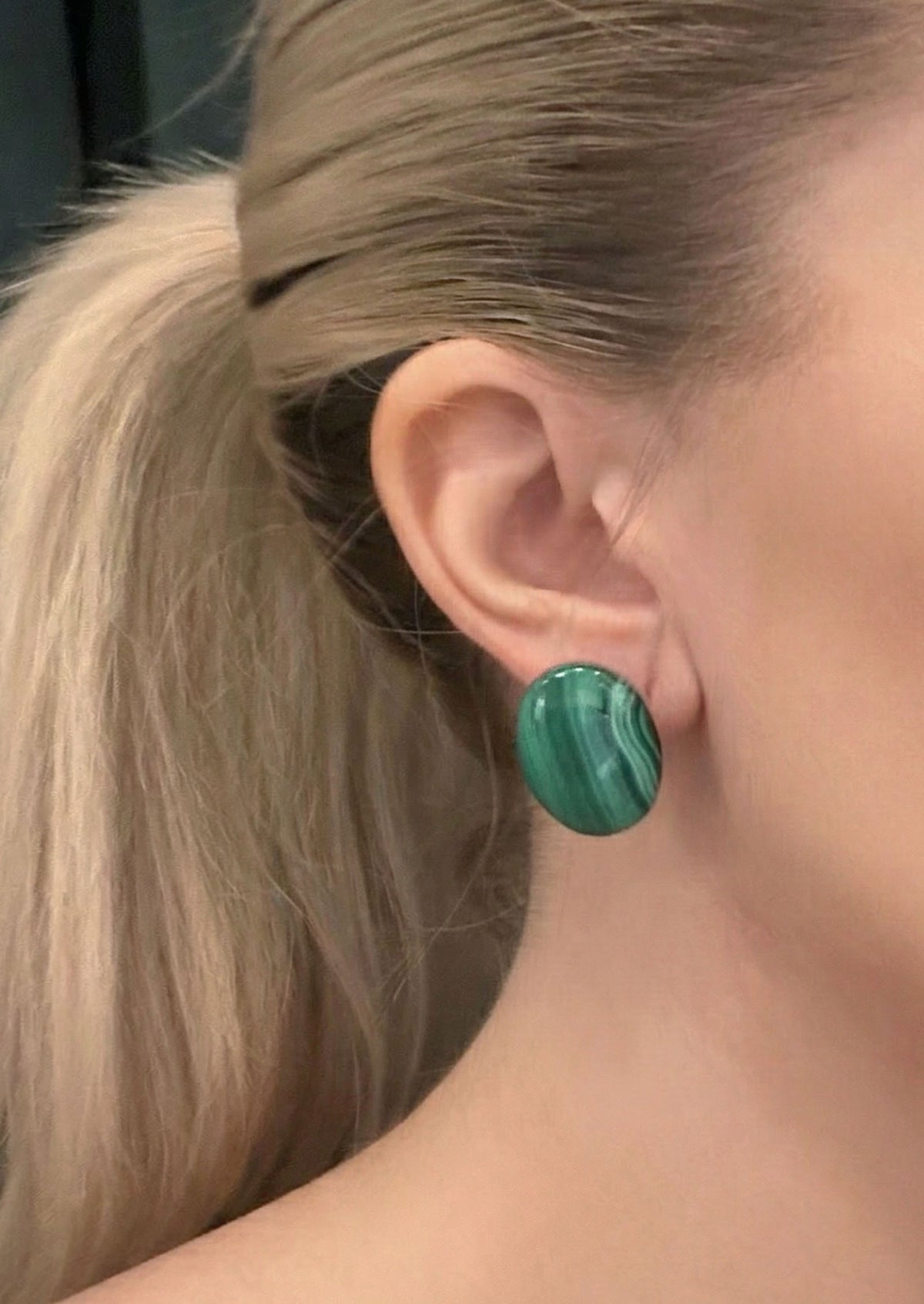 Malachite Clip On Earrings