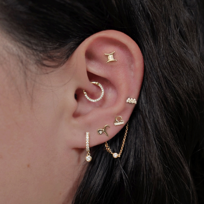 Aquarius Threaded Flat Back Earring