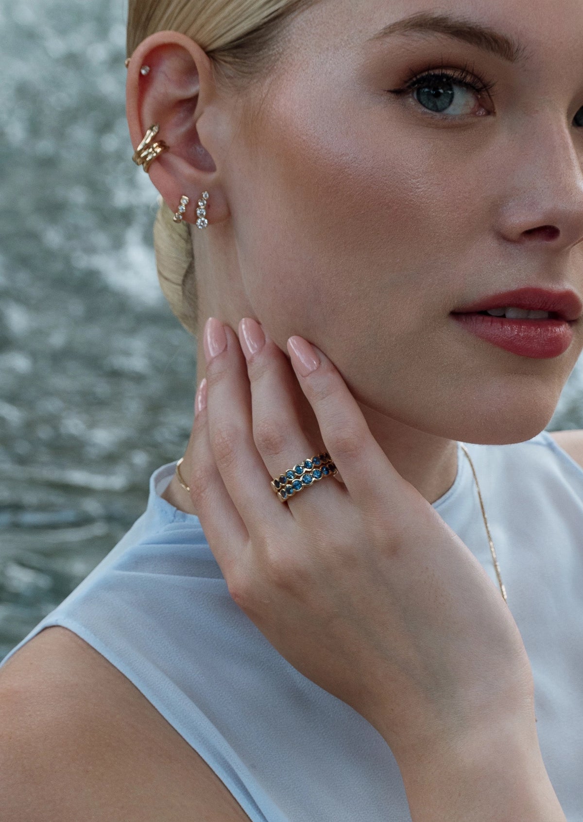 Round Half Bezel Sapphire Ring