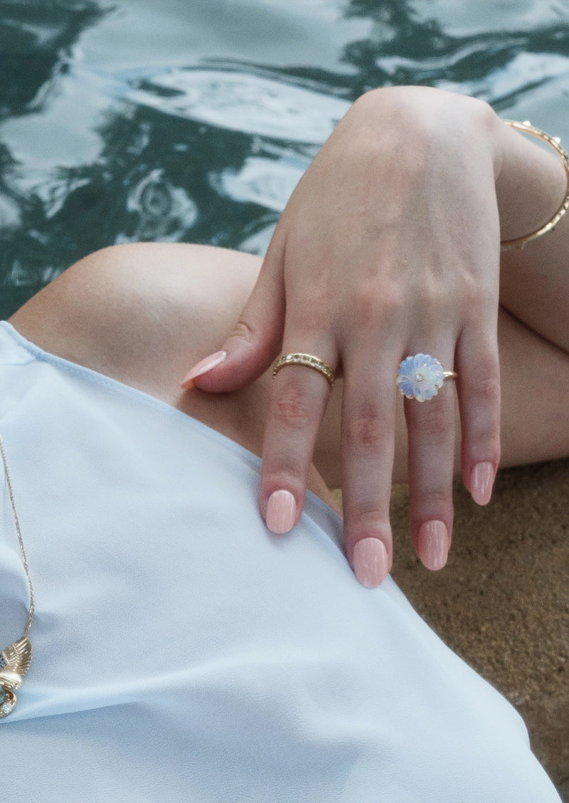 Lotus Flower Ring - Opal