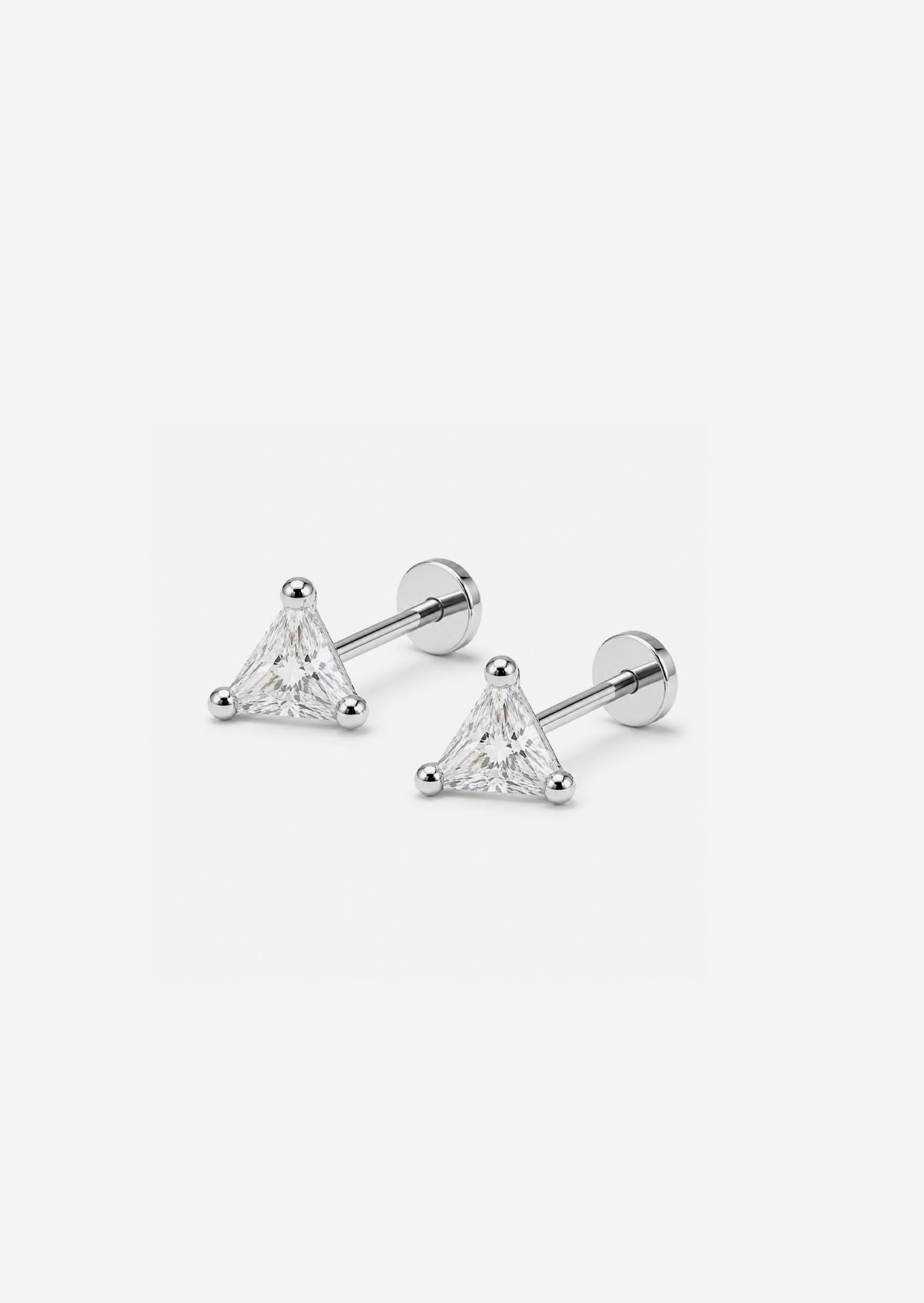 Triangle Threaded Flat Back Earring