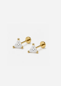 Triangle Threaded Flat Back Earring