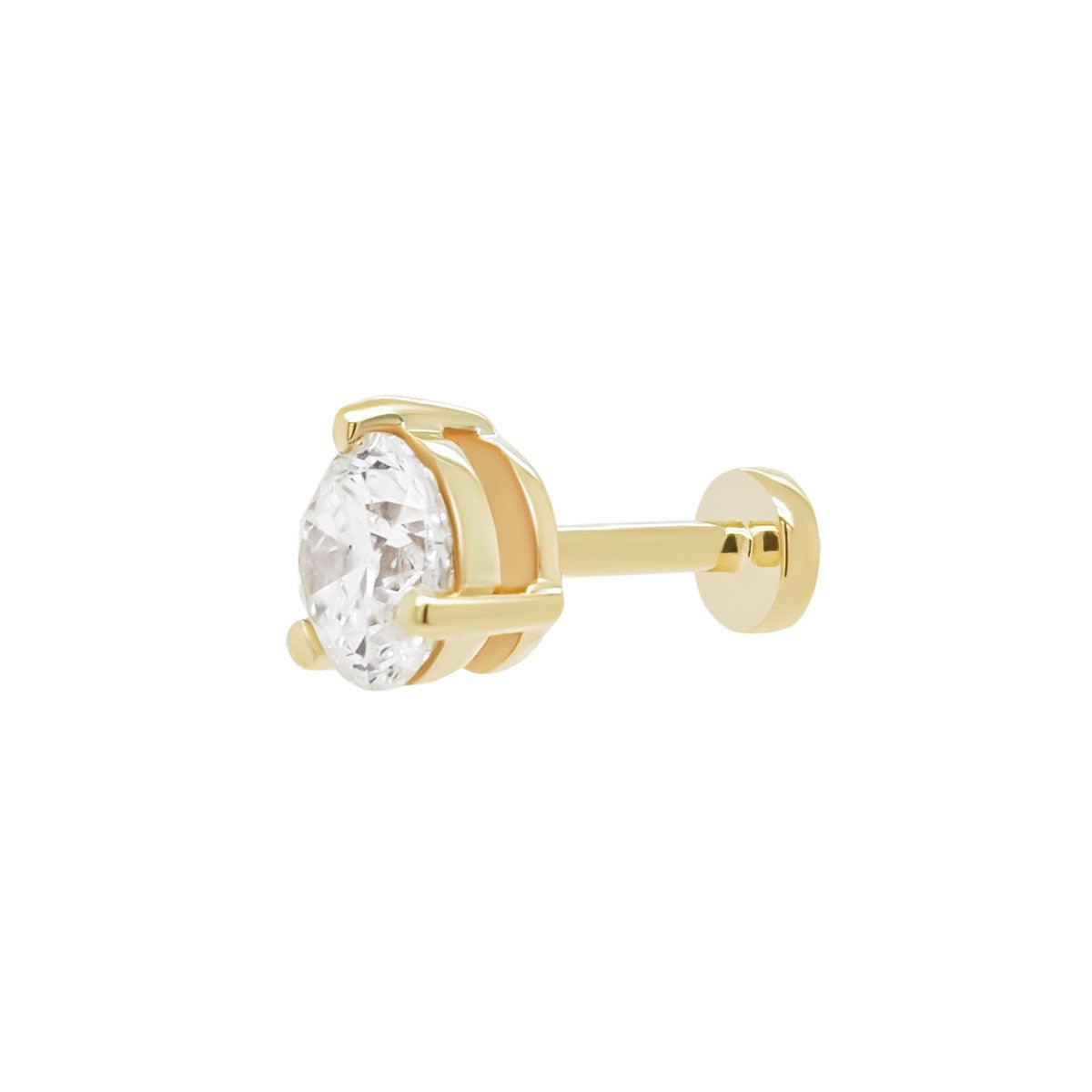 Buy Gold Stainless Steel Six Prong White CZ Solitaire Studs Online - Inox  Jewelry India