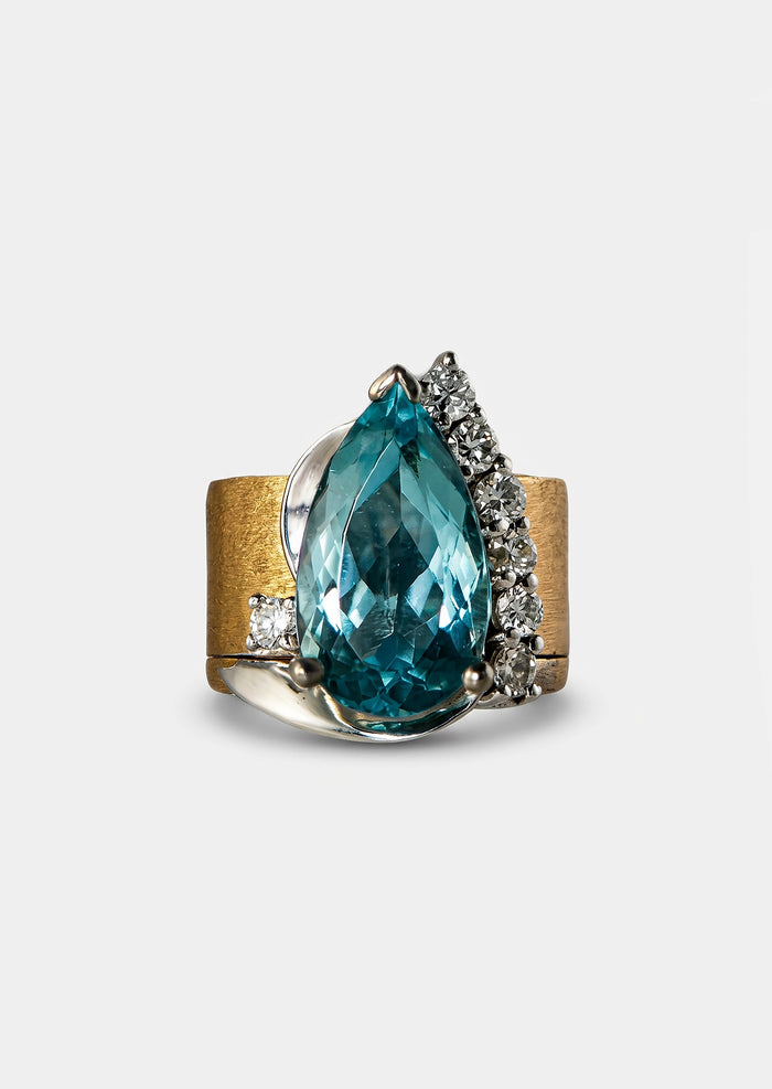 Aquamarine Pear Ring