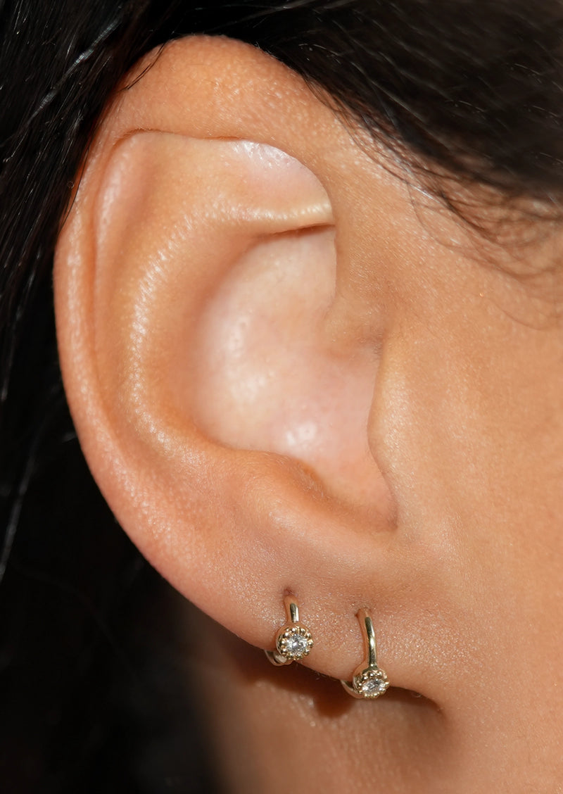 Bezel Set Diamond Clicker Hoop | Single