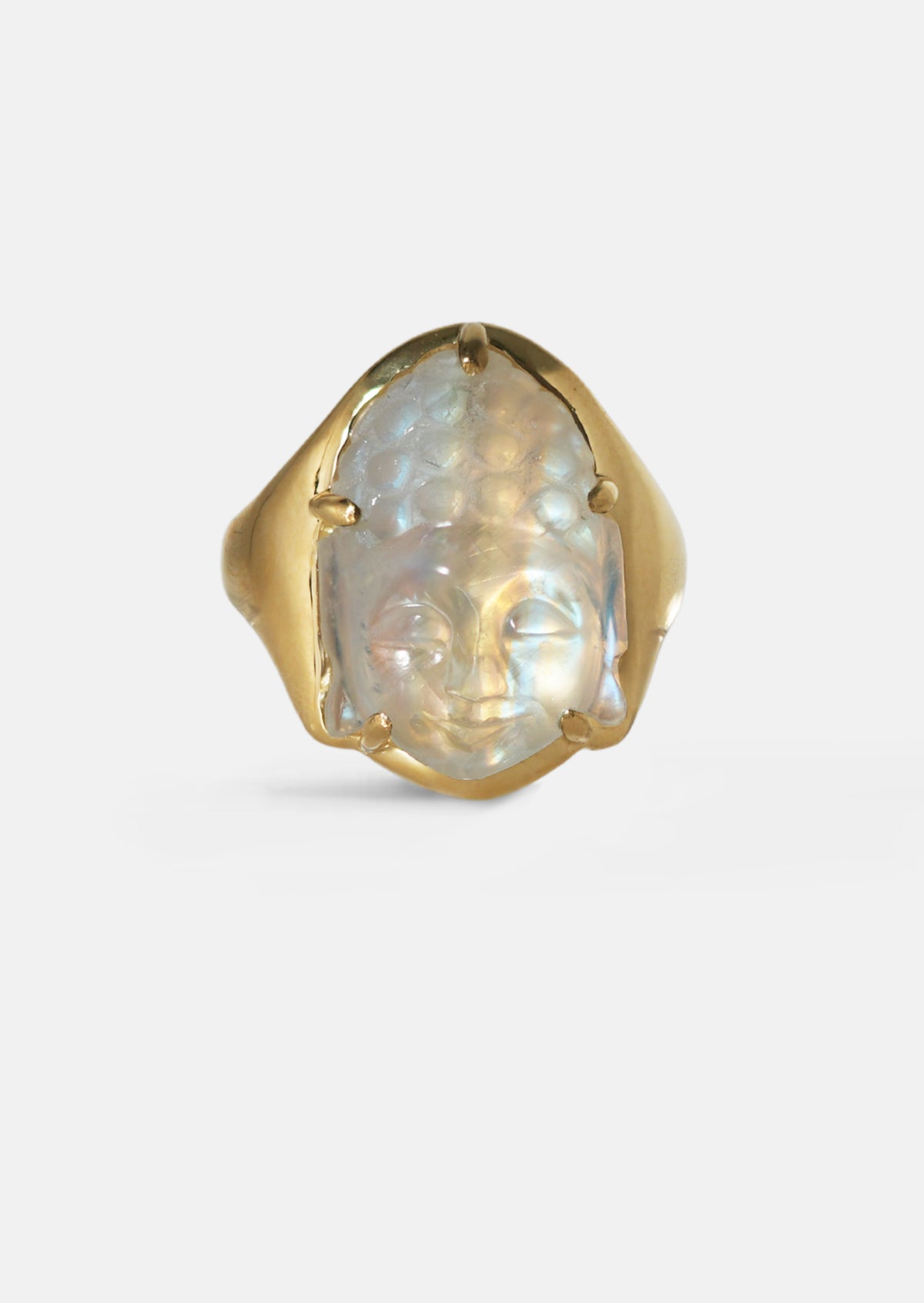 Rainbow Moonstone Buddha Ring