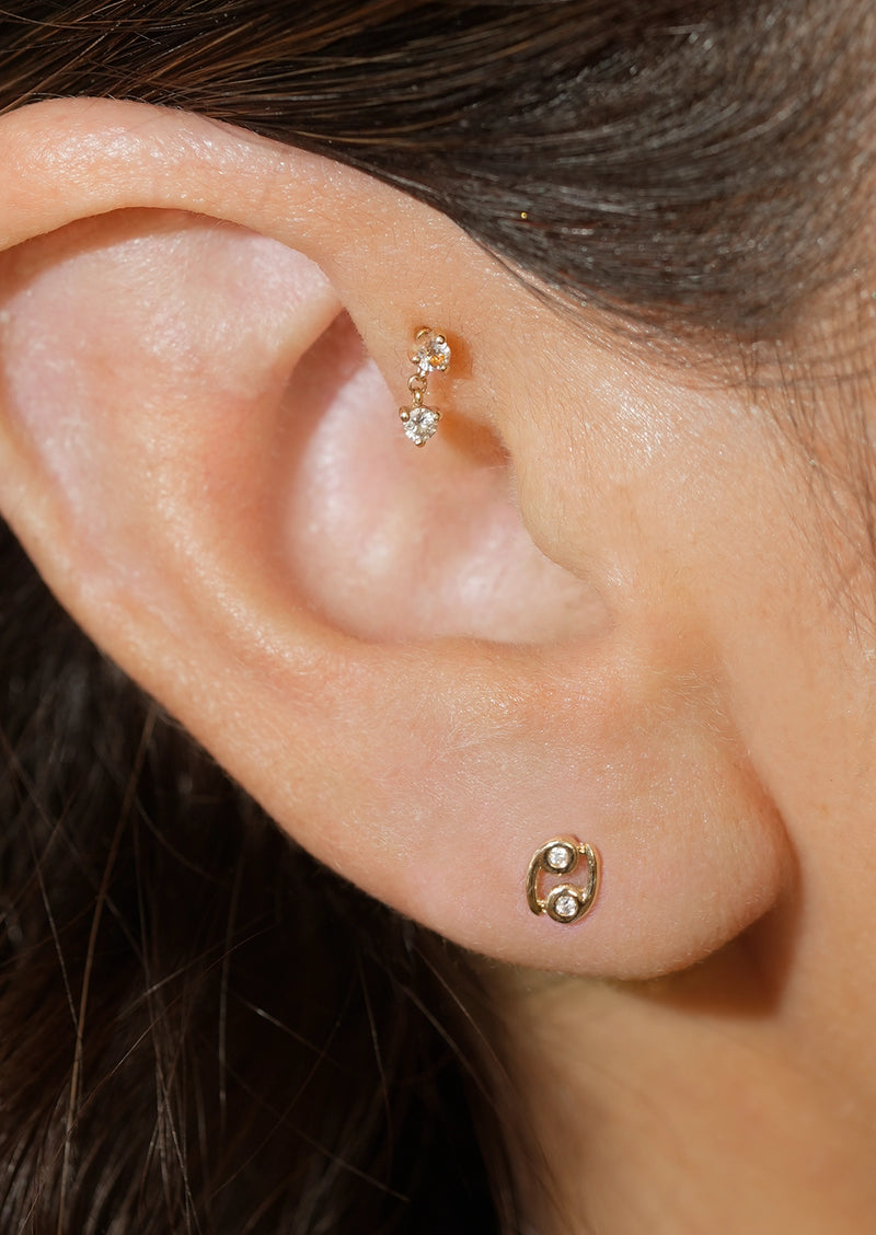 Cancer Threaded Flat Back Earring