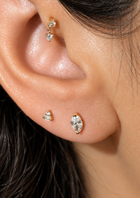 6mm Marquise Diamond Threaded Flat Back Earring