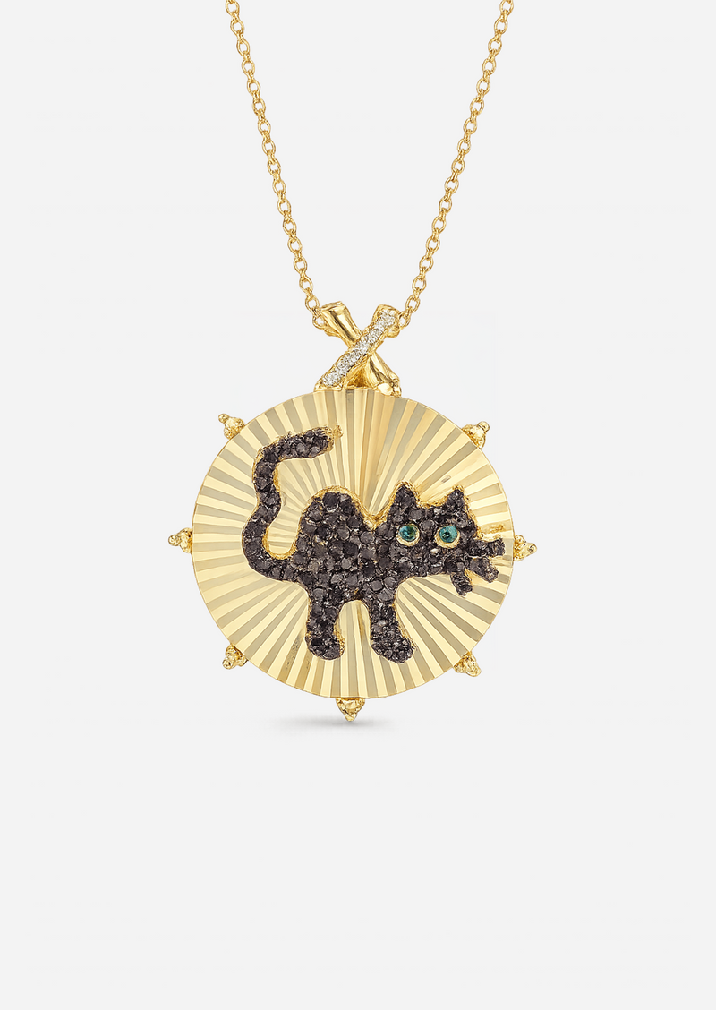 Black Cat Medallion Charm
