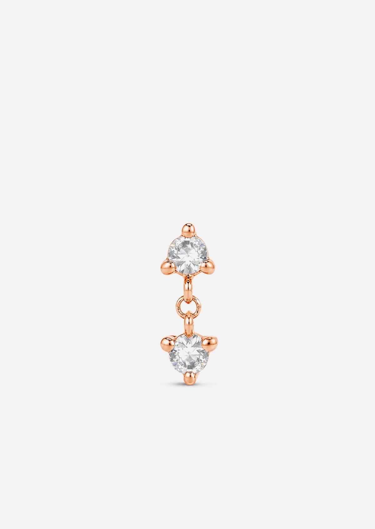 Double Diamond Drop Threaded Flat Back Earring