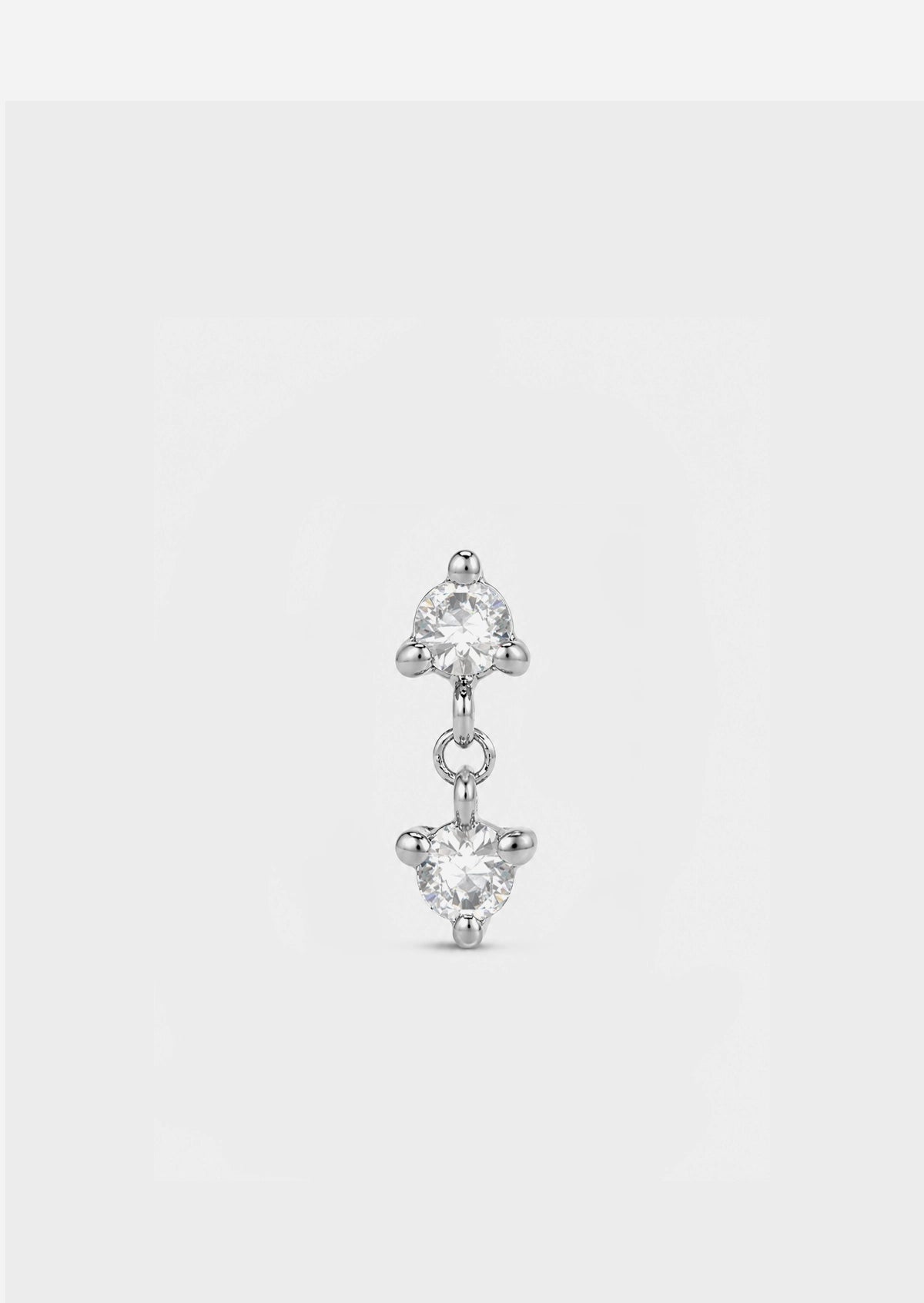 Double Diamond Drop Threaded Flat Back Earring